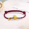 2026 Ano do Cavalo Pulseira de Fio Vermelho Pulseira Trançada Feita à Mão Estilo Étnico Zodíaco Ano Novo Ornamento de Mão