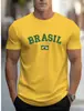 2026 Venta Caliente Transfronteriza Estilo Unisex Impreso en 3D Tendencia Retro Ajuste Amplio Camiseta del Equipo de Fútbol de Brasil Copa del Mundo