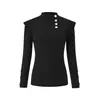 Amazon ebay Estación Independiente Otoño e Invierno Manga Larga Botón Axila Volante Camisa Base Top