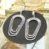 Brincos de Pino em Prata 925 Novos Moda Europeia e Americana Exagerados Super Brilhantes Diamante Zircônia Strass Oval Longo Elegantes