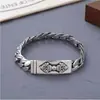 Pulseira Estilo Étnico Osso de Dragão Vajra para Homens, Acessório de Mão Versátil Personalizado Tecido Prata Tailandesa Inspirado em Retrô