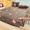 Lençol de Elástico de Pelúcia Coelho de Inverno Espessado Leite Fleece Protetor de Colchão Dormitório Solteiro 180x200 Conjunto de Cama de Três Peças 3