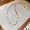 Colar Pingente de Aço Inoxidável com Pedras Coloridas e Cravejado de Diamantes, Corrente Clavicular de Luxo Leve de Alta Qualidade, Colar Estilo Étnico Retrô