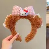 Diadema de estilo coreano kawaii para niña, bonita diadema de felpa con dibujos animados para otoño e invierno, diadema para lavarse la cara a presión con el pelo de niña dulce
