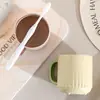 Vaso rayado para enjuague bucal, Vaso simple para lavarse la cara en casa, Vaso de plástico grueso para cepillo de dientes estilo Ins para parejas con asa