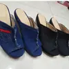 Sandalias de cuña de verano para mujer, suela gruesa, parte superior de mezclilla, moda simple, puntera abierta, talla grande, zapatos para mujer