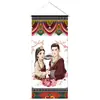 Tela Colgante Decoración de Casa de Huéspedes de Xizang Pintura de Tela Colgante de Pared de Fondo para Sala de Estar de Xizang Estilo Étnico Tapiz con Borlas para Sala de Té Tapiz Tapiz