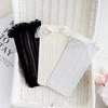 Calcetines de Media Pantorrilla para Mujer, Estilo Japonés, Versión Delgada de Verano, con Adorno de Encaje de Moño, Calcetines Arrugados, Calcetines Blancos de Pantorrilla Jk, Anti-Enganche