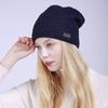 Gorro de punto con forro polar de malla cruzada de rombos pequeños para hombre y mujer, gorro de invierno con protección para los oídos a prueba de viento