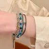Pulseira de Contas Empilhadas Cor Maillard para Mulheres, Joia de Mão Nicho Estilo Chinês Novo Retrô, Pulseira Estilo Boêmio