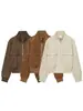 Comercio Exterior de Amazon Venta Caliente Ropa de Mujer 2026 Otoño Estilo Meilade Cuello de Canalé Bolsillo Casual Chaqueta Corta Tricolor