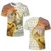 Interessante Padrão de Galo Impressão Digital 3D Transfronteiriça Nova Camiseta Masculina de Manga Curta Venda Direta da Fábrica Fornecimento de Exportação