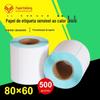 Papel de etiqueta térmica com pino 80*60 expresso superfície eletrônica papel único autoadesivo papel de impressão supermercado preço personalização