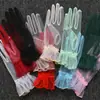 Guantes de Boda para Mujer Estilo Coreano Transparentes de Malla Fina Cortos Color Negro y Blanco Rosa Guantes con Dedos para Primavera, Verano y Otoño