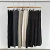 Saia longa plissada elegante texturizada estilo coreano casual para mulheres, saia longa canelada de cor sólida emagrecedora com cintura elástica