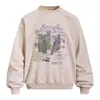 Sudadera con Capucha y Estampado de Graffiti de Letras Cuello Redondo para Hombre Primavera y Otoño Holgada Tendencia Callejera Americana Ins Popular Sudadera Pullover con Flores
