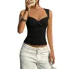 Camiseta sin mangas con cuello en V estilo chica picante, elástica ajustada a la cintura que realza la figura, tirantes anchos sin mangas para mujer, suministro mayorista europeo y americano