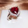 Nuevo Temperamento Diana Simulación Gema Turmalina Roja Anillo Abierto en Forma de Corazón Suministro de Generación de Celebridad en Línea para Mujeres