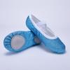 Zapatos de Baile de Escenario Azules sin Cordones con Brillo Zapatos Étnicos Azules de Garra de Gato Danza del Vientre Zapatos de Ballet para Niños