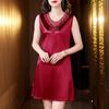 Talla Extra Chaleco Elegante Camisón Vestido Exterior Seda Parte de Abajo de Longitud Media Top Base Satén de Acetato Pijama para Mujer