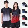 Camiseta de manga corta con cuello redondo y colores degradados para hombre, pantalones cortos de marca de moda de verano 2023, traje informal para correr de talla grande
