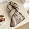 Cachecol Pequeno de Cor Contrastante Estilo College com Cachecol de Lã Imitação de Caxemira Borda Trançada Xale Quente de Outono e Inverno para Casais Masculinos e Femininos