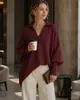 Suéter de punto pullover de cuello redondo transfronterizo europeo y americano 2026 otoño/invierno para mujer, estilo suelto y relajado de Amazon, suéter de color liso para mujer
