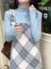 Tejido de Cachemira para Mujer Nuevo Estilo Otoño Cuello Semi Alto Manga Larga Top Calado Capa Interior Suéter Capa Base de Invierno