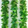 Mimbre de Simulación Hojas de Potos Flor Artificial de Plástico Decoración Planta de Vid Verde de Interior Hojas de Árbol Falsas Cubierta para Colgar en la Pared Hojas Verdes