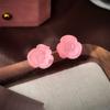 Pendientes Rosas en Forma de Corazón Dulces y Delicados con Circonita, Diseño de Moda y Único, Accesorios para Orejas Simples y Versátiles de Nicho