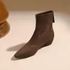 Botas elásticas de tacón grueso que aumentan la altura, botas adelgazantes, nuevas Botines Otoño/Invierno 2026, estilo coreano, punta fina, suela suave, Botines cortos simples para el trabajo