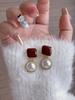 Pendientes colgantes de plata con forma de perla roja de Ankora y aceite de amor, otoño e invierno, estilo francés, retro, ligeros, de lujo, vintage.