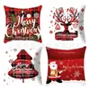 Amazon Transfronterizo Temu Nuevo Cojín de Almohada Navideño Decoración para el Hogar Felpa Corta Lino Funda de Almohada Estampada