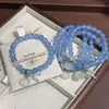 Pulsera de Ágata Calcedonia Natural color Aguamarina con Cierre de Paz para Mujer, Simple Estilo Nuevo Chino Bolsa de la Suerte Regalo, Directo de Fábrica
