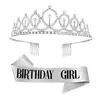 Diadema Corona Reina de Cumpleaños Transfronteriza Corona de Reina de Cumpleaños Diadema de Pedrería Decoración para el Cabello de Fiesta