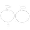 Tobilleras Europeas y Americanas Transfronterizas de Cruz Brillante Multicapa para Mujeres con Estilo Frío Llenas de Estrellas Accesorios Simples para el Pie de Playa Transfronterizos