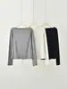 Camiseta Lyocell Tencel Lã Merino Uma Manga Longa Slim Fit Básica Versátil Camada Base
