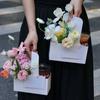 Caja de flores portátil para café, papel kraft, portavasos para té con leche, caja de regalo para arreglos florales, caja de embalaje para ramo de flores, embalaje de bebidas, caja para llevar