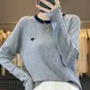 Suéter de Punto Suave y Acogedor Estilo Coreano con Bloques de Color y Diseño Bordado de Corazón para Mujer