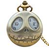 Reloj de Bolsillo Vintage Cabeza de Fantasma Doble Pistola Bronce Calavera Collar Flip Reloj Accesorios Decorativos Grandes Reloj de Cuarzo