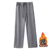 Pantalones de Chándal Rectos Gruesos con Forro de Polar Coral Peso Pesado Lavados Batik Vintage Otoño Invierno Casual Retro