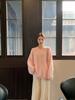 Suéter de Punto con Tirador Rosa Blanco Manga Larga para Mujer 2024 Invierno Nuevo Estilo Dulce Jersey Holgado Elegante