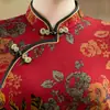 Cheongsam para madre de mediana edad otoño e invierno manga larga forro polar engrosado vestido de boda talla grande retro mejorado elegante vestido largo
