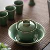 Taza de Té Yue Kiln Celadón Ercai con Tapa, Taza de Té Individual, Tazón de Té Individual con Tapa, Tazón de Té Portátil Pequeño Doméstico Color Ciruela Verde