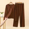 Conjunto Térmico Cálido para Mujer con Estampado Cepillado Nano, Polar Delgado, Lunares, Lazo, Lindo, Juvenil, Nuevo