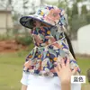 Sombrero para Ciclismo de Verano, Sombrero con Protección Solar, Velillo para Cubrir Cara y Cuello, Ala Ancha, Sombrero Integral para Mujer para Exteriores para Recoger Té