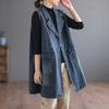 2023 Nueva Celebridad Cibernética Retro Chaleco Vaquero de Longitud Media Chaqueta para Mujer Chaleco Holgado Cuello Talla Grande