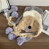 Chapéu de Tricô Artesanal DIY Koala com Nariz Grande Fofo Proteção de Orelha Feminina Outono e Inverno À Prova de Frio Pacote de Material para Chapéu de Lã