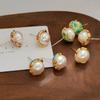 Aretes de Perlas con Aguja de Plata S925, Diseño Delicado de Capullo de Flor Francés, Temperamento de Corea del Sur, Estilo ins, Nueva Joyería para la Oreja 7591