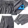 Pantalones de Pierna Delgada de Seda Helada de Verano para Hombre Modernos Sueltos Elásticos Talla Grande Deportivos con Cremallera Pantalones Rectos Casuales para Hombre